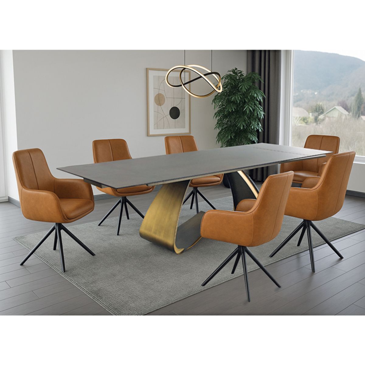 MSA MUEBLES SANTA ANA - Juego de Comedor Norwich 6 Poltronas Timber Brown