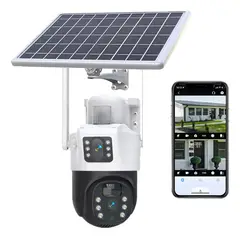 GENERICO - Cámara Seguridad Solar Doble Lente Wifi Exterior Nocturna