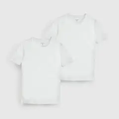 COLLOKY - Pack X2 Camiseta Blanca Manga Corta Unisex Niño 2 a 12 años