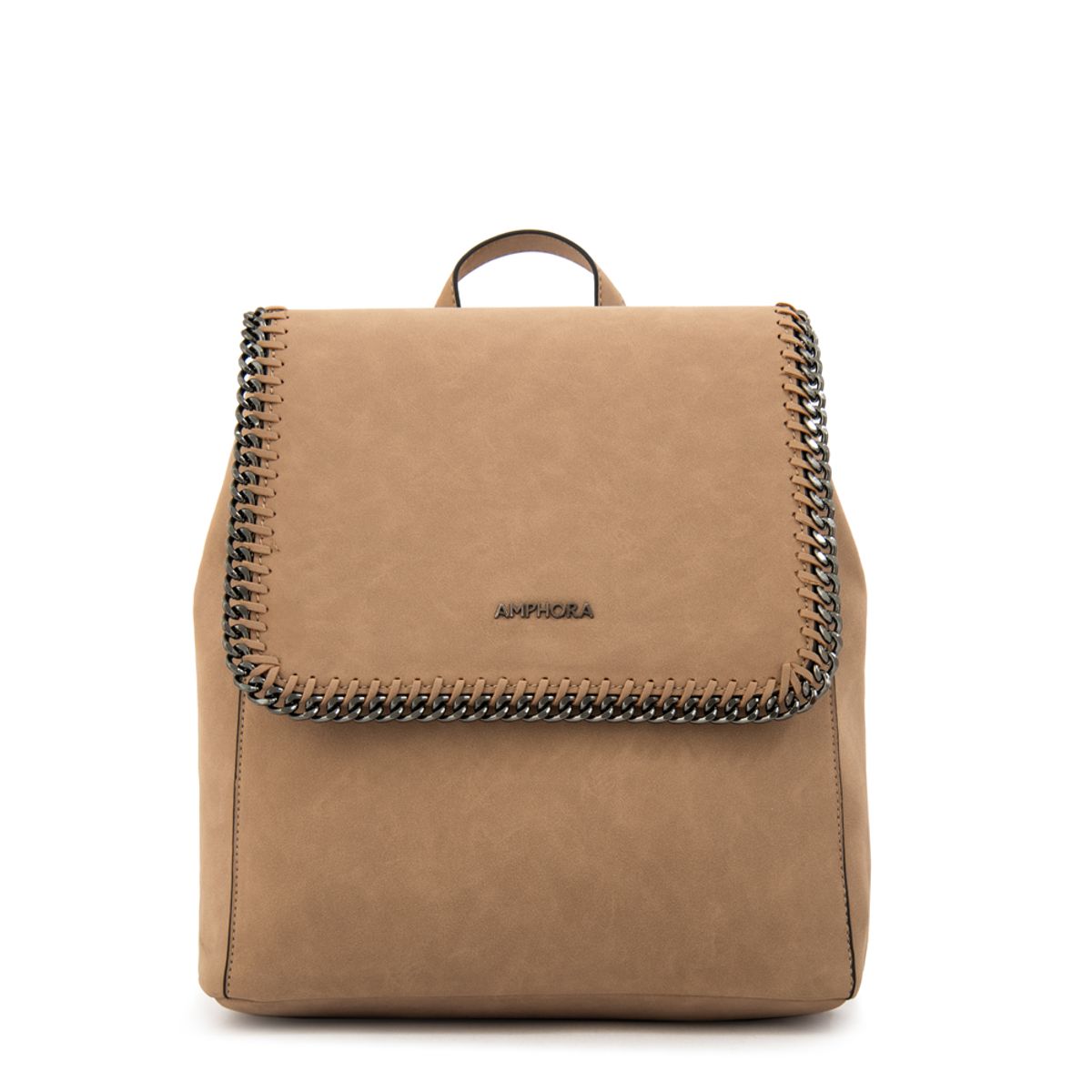 AMPHORA - Mochila con tapa maya mediana taupe