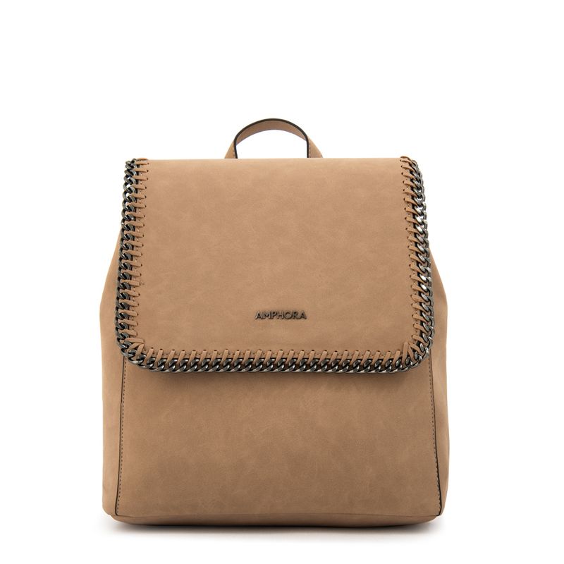 AMPHORA - Mochila con tapa maya mediana taupe