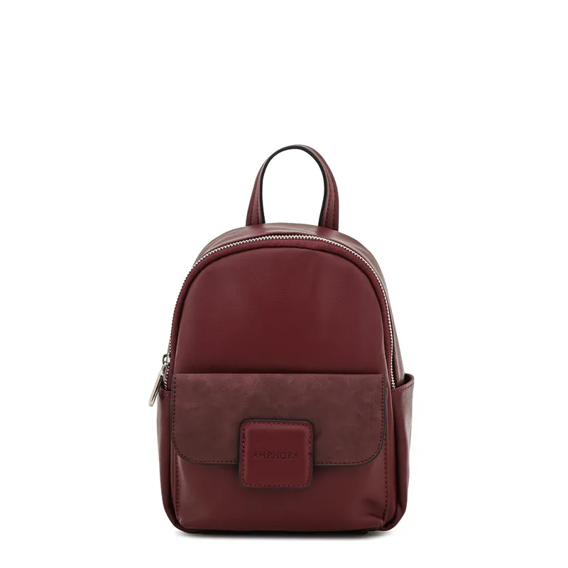 AMPHORA - Mochila con tapa osaka pequeña burdeo
