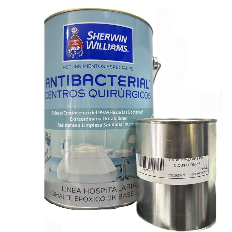 SHERWIN WILLIAMS - Esmalte Antibacterial Epoxico Centros y Quirofanos  Blanco kit GL