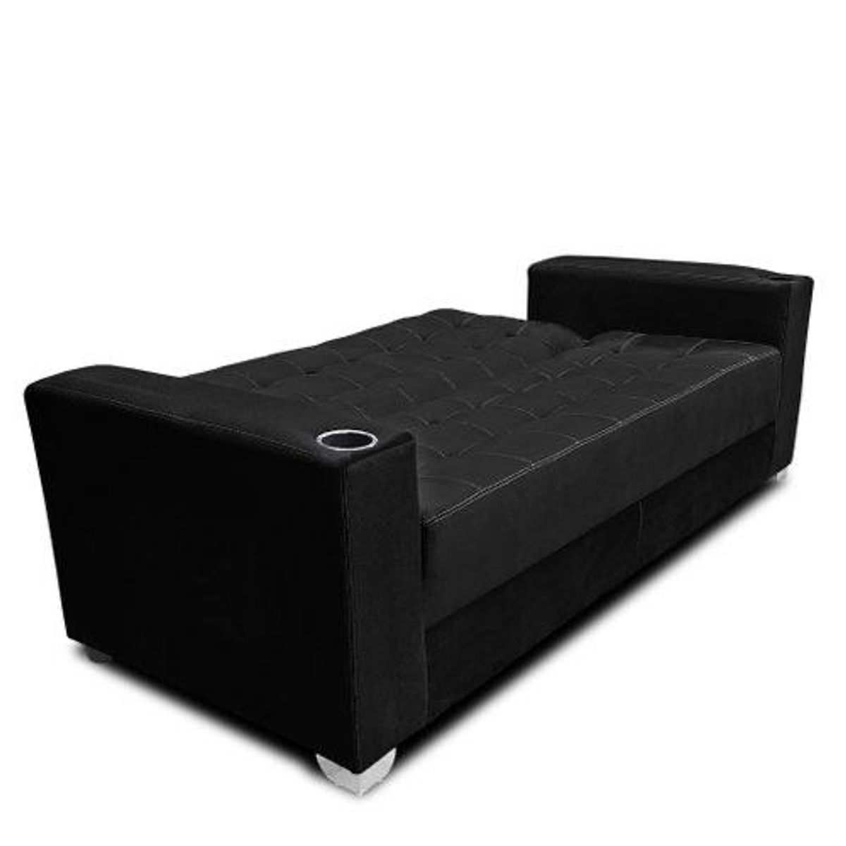GENERICO - Sofa Cama Color Negro Felpa Con porta Vasos