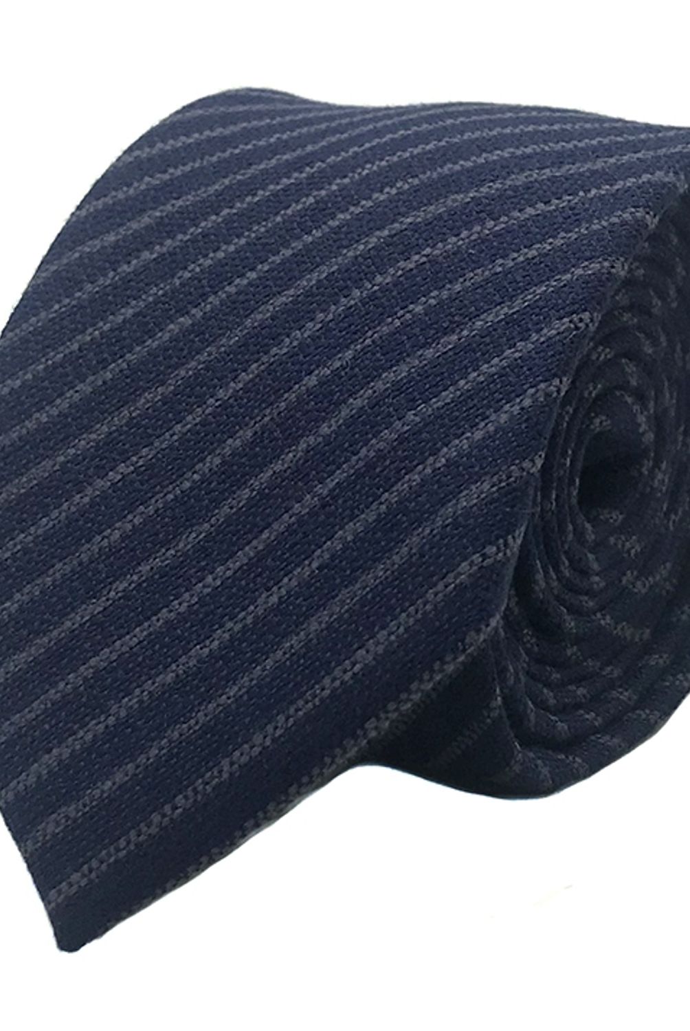 BASEMENT - Corbata Azul Línea Gris 7 Cm