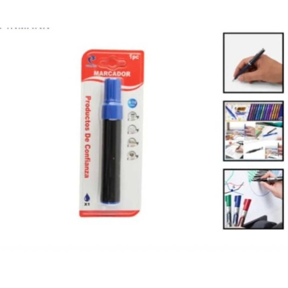 GENERICO - Lapiz Marcador Set 3 Unidades Azul