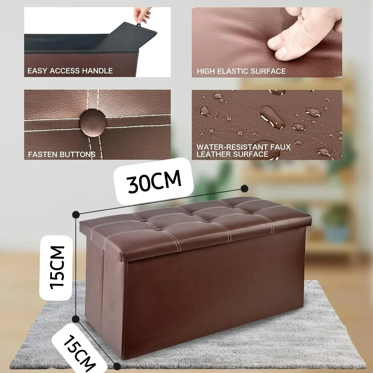 GENERICO - Baul Plegable Puff Organizador Banqueta Sillon Pie De Cama Marron