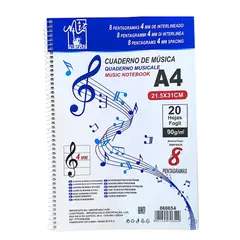 MOTARRO - Cuaderno De Música A4 Block De 20 Hojas