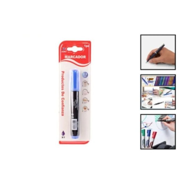 GENERICO - Lapiz Marcador Set 3 Unidades Azul