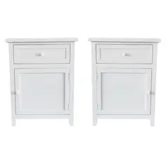 ITAHOME - SET 2 VELADORES DORMITORIO RECCO CAJON PUERTA BLANCO