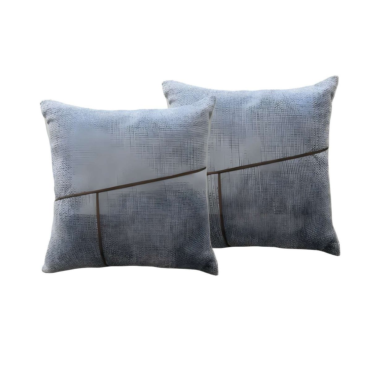 GENERICO - PACK DE 2 FUNDAS CHENILLE CON LINEAS AZUL