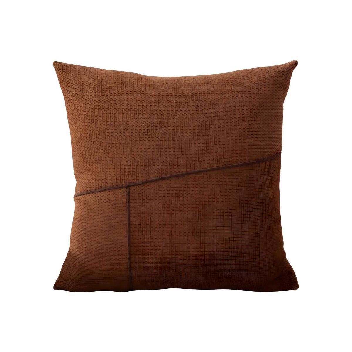 GENERICO - PACK DE 2 FUNDAS CHENILLE CON LINEAS CAFÉ