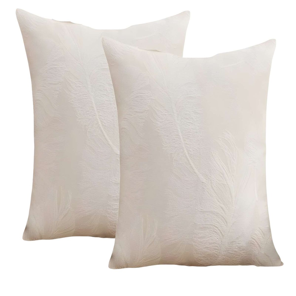 GENERICO - PACK DE 2 FUNDAS DE COJIN DE HOJAS BLANCO