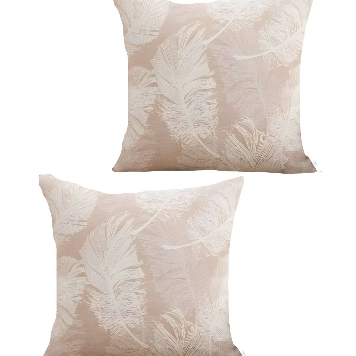 GENERICO - PACK DE 2 FUNDAS DE COJIN DE HOJAS BEIGE