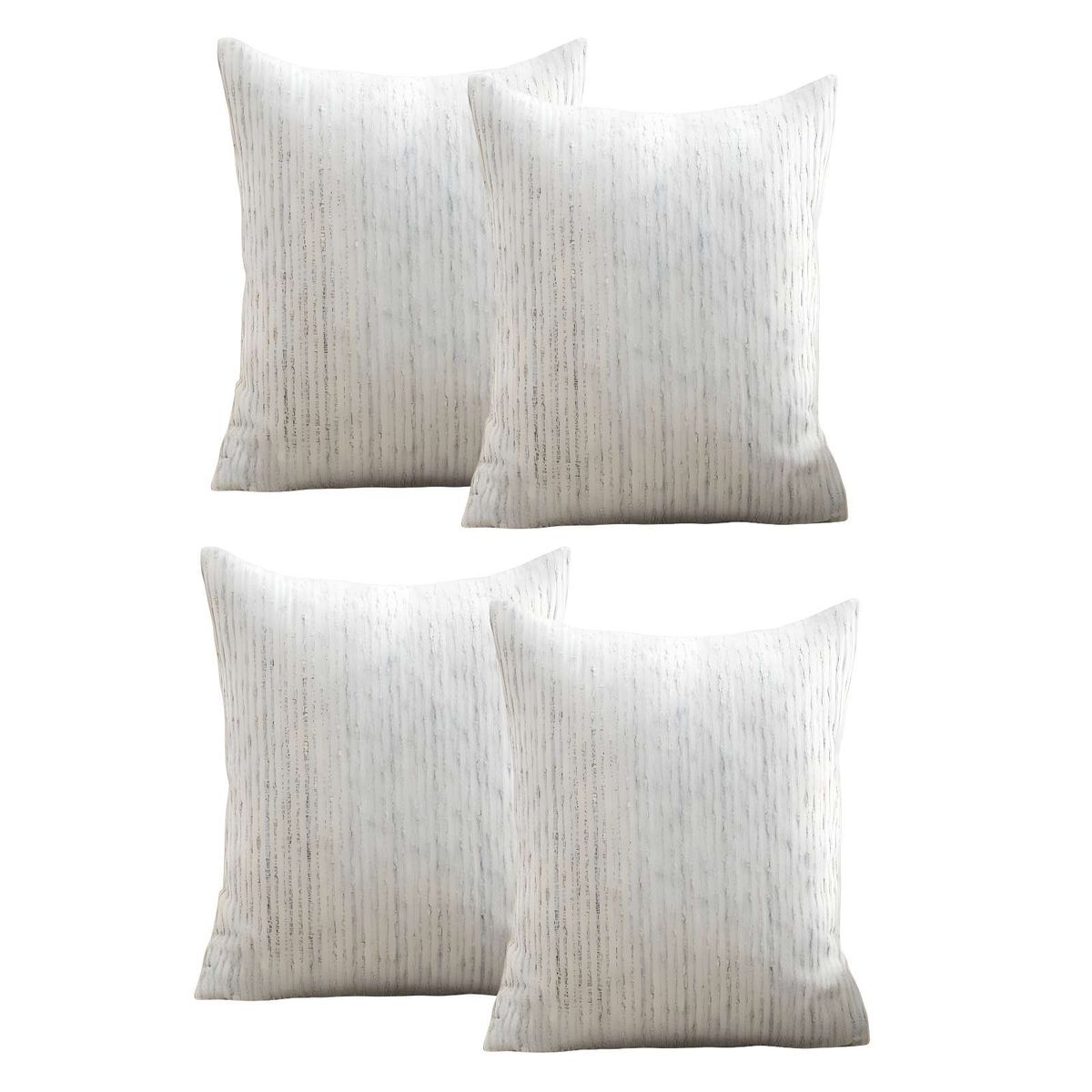 GENERICO - PACK DE 4 FUNDAS DE COJIN CHENILLE LINEA GRIS