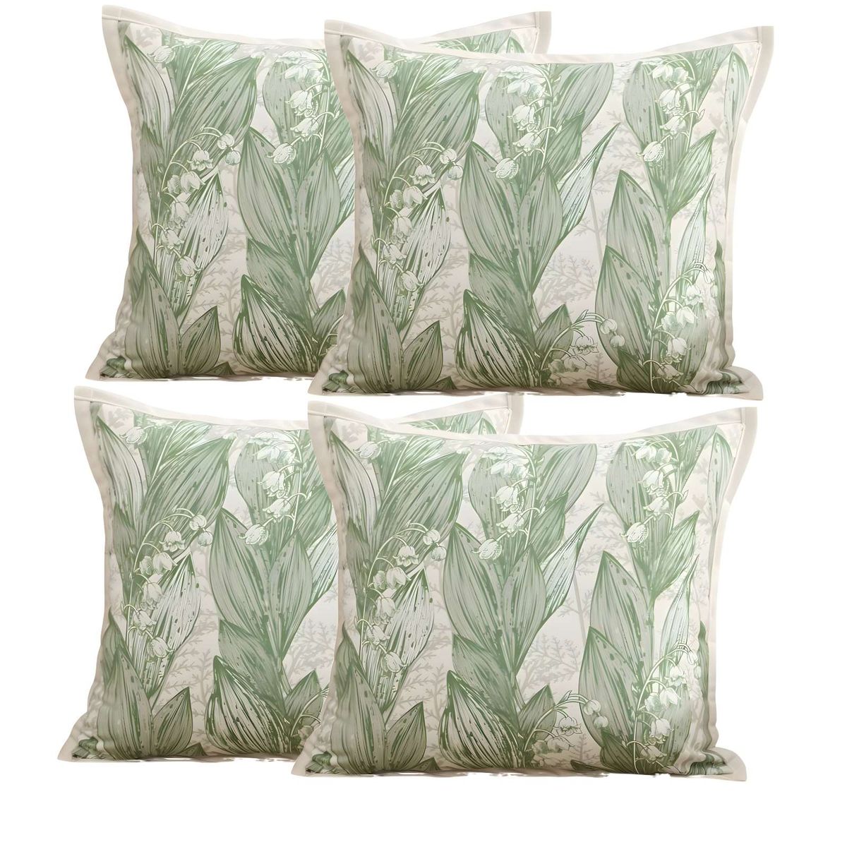 GENERICO - PACK DE 4 FUNDAS DE COJIN HOJA VERDE