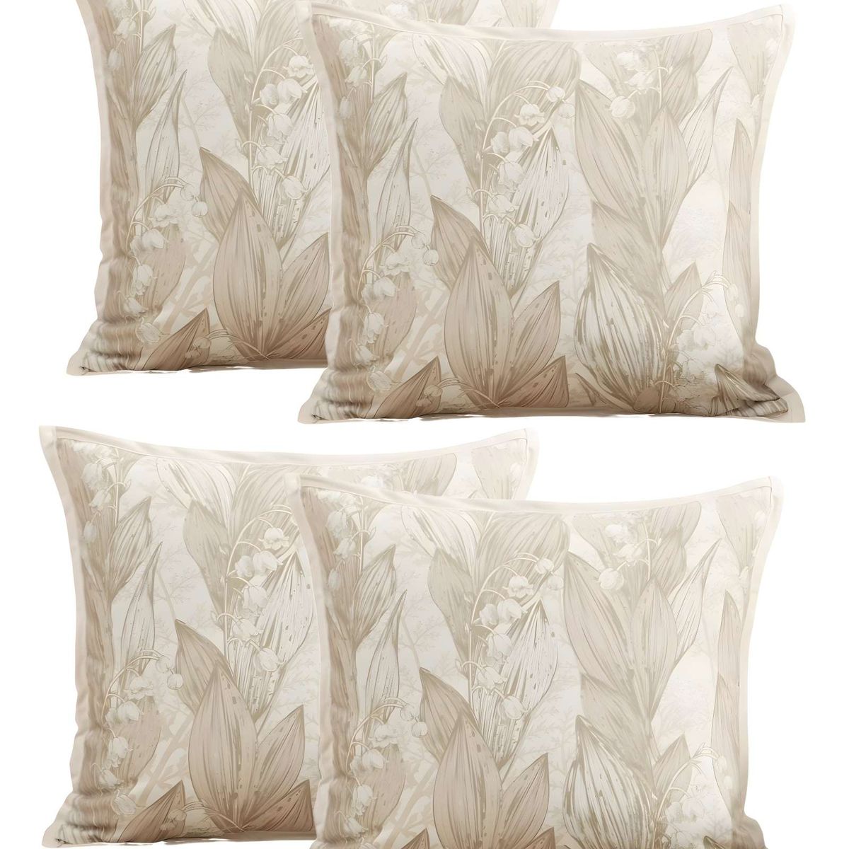 GENERICO - PACK DE 4 FUNDAS DE COJIN HOJA BEIGE