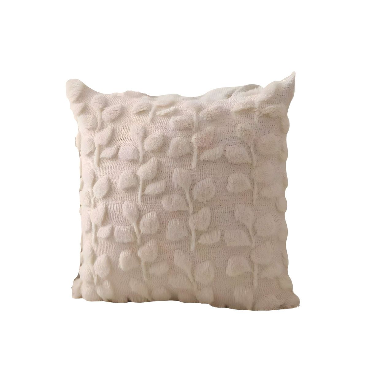 GENERICO - PACK DE 4 FUNDAS PELUDA DISEÑO HOJAS BEIGE