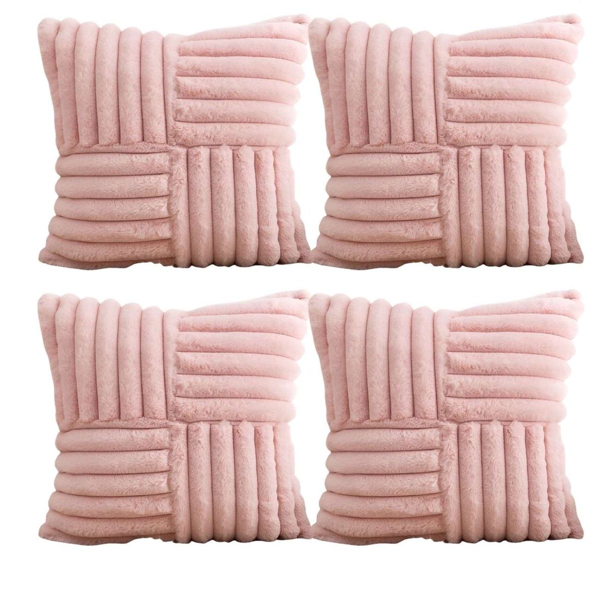 GENERICO - PACK DE 4 FUNDAS PELUDA EMPALMADA ROSA