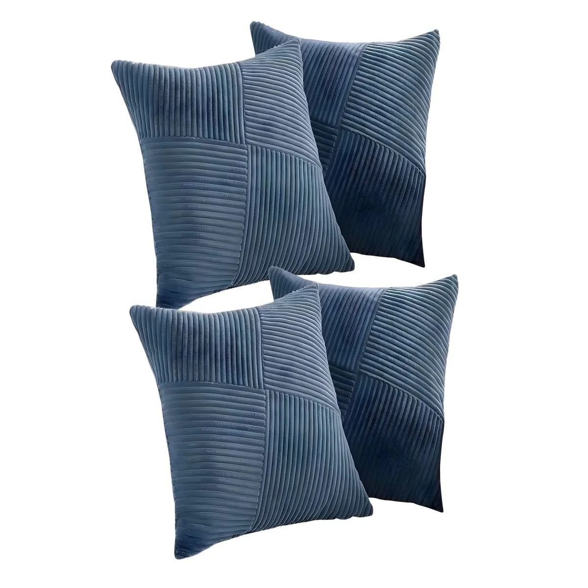 GENERICO - PACK DE 4 FUNDAS DE COJIN FELPA AZUL