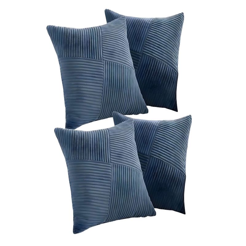 GENERICO - PACK DE 4 FUNDAS DE COJIN FELPA AZUL