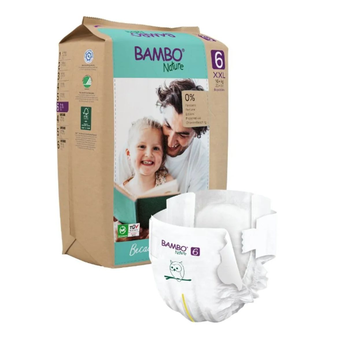 BAMBO NATURE - Caja Pañal Ecológico Bebé Bambo Nature 6 16+ Kg 120 Unid