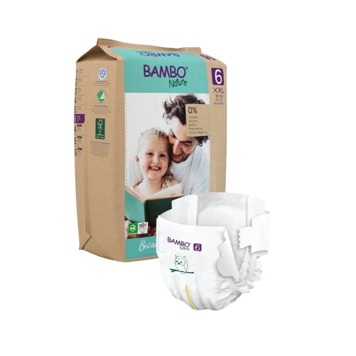 BAMBO NATURE - Caja Pañal Ecológico Bebé Bambo Nature 6 16+ Kg 120 Unid