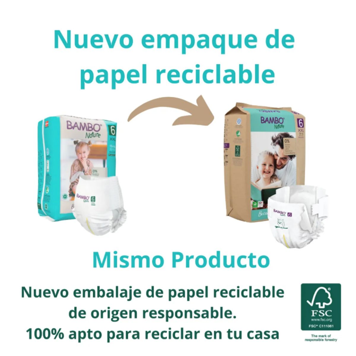 BAMBO NATURE - Caja Pañal Ecológico Bebé Bambo Nature 6 16+ Kg 120 Unid