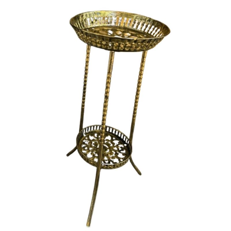 GENERICO - Porta Macetero Soporte Macetas Estante Metal Dorado