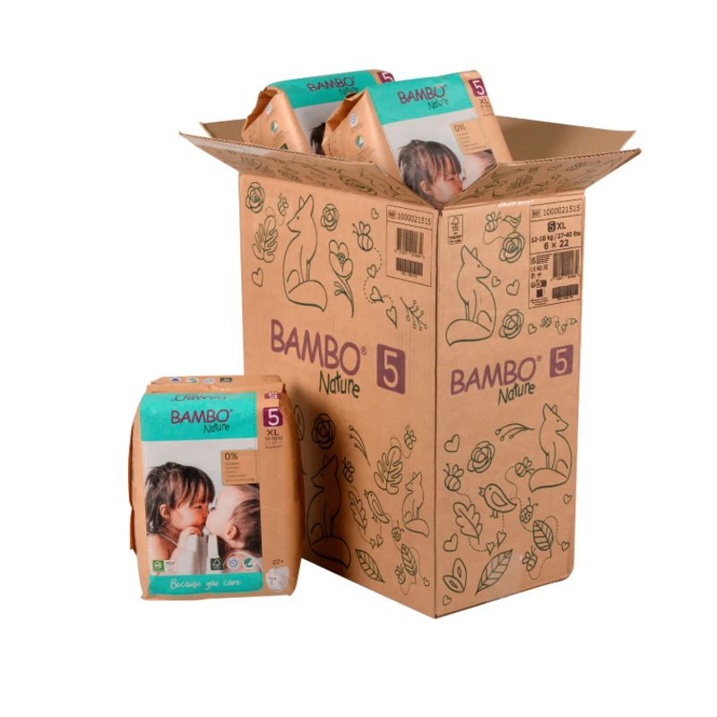 BAMBO NATURE - Caja Pañal Ecológico Bambo Nature Bebé 5 12-18 Kg132 Unid