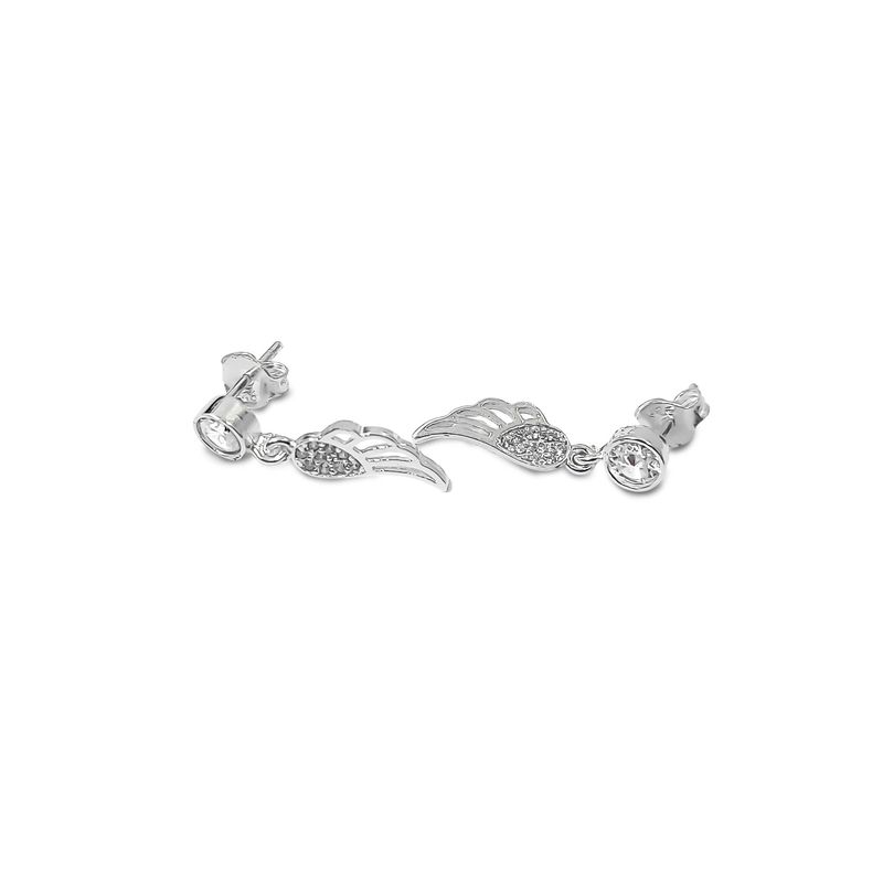 ANDREA COGGIOLA JOYAS - Aros Ala Circón Colgante Plata Fina 925