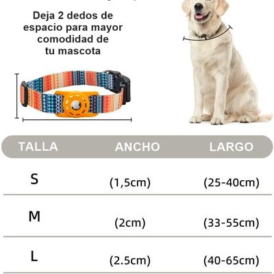 Imagen 2 del producto Collar mascota tela con funda para Airtag Celeste Talla S