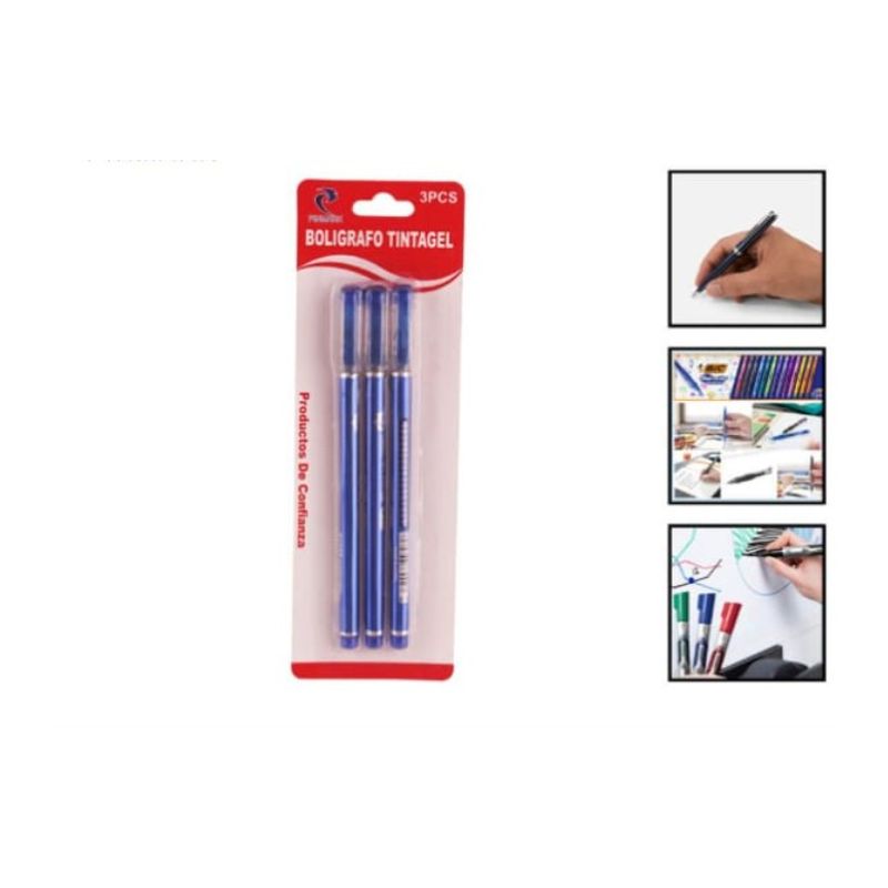 GENERICO - Set 9 Unidades De Boligrafo Punta Gel Azul