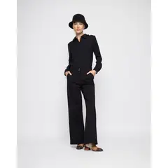LUDOVICA - Blusa Mujer Hibisco Negro