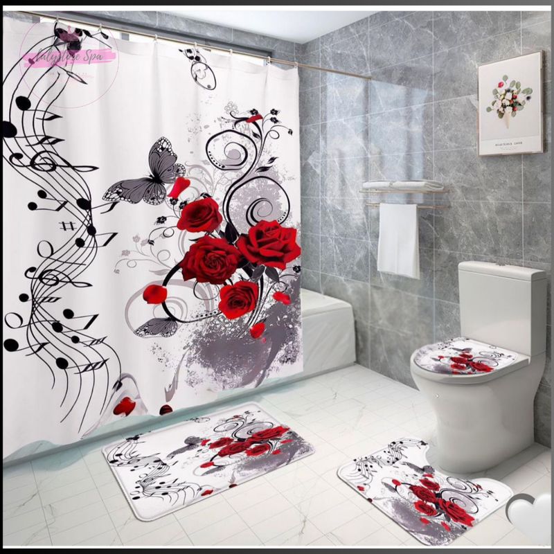 GENERICO - Set de Baño 4 Piezas Alfombrillas Cortina De Baño