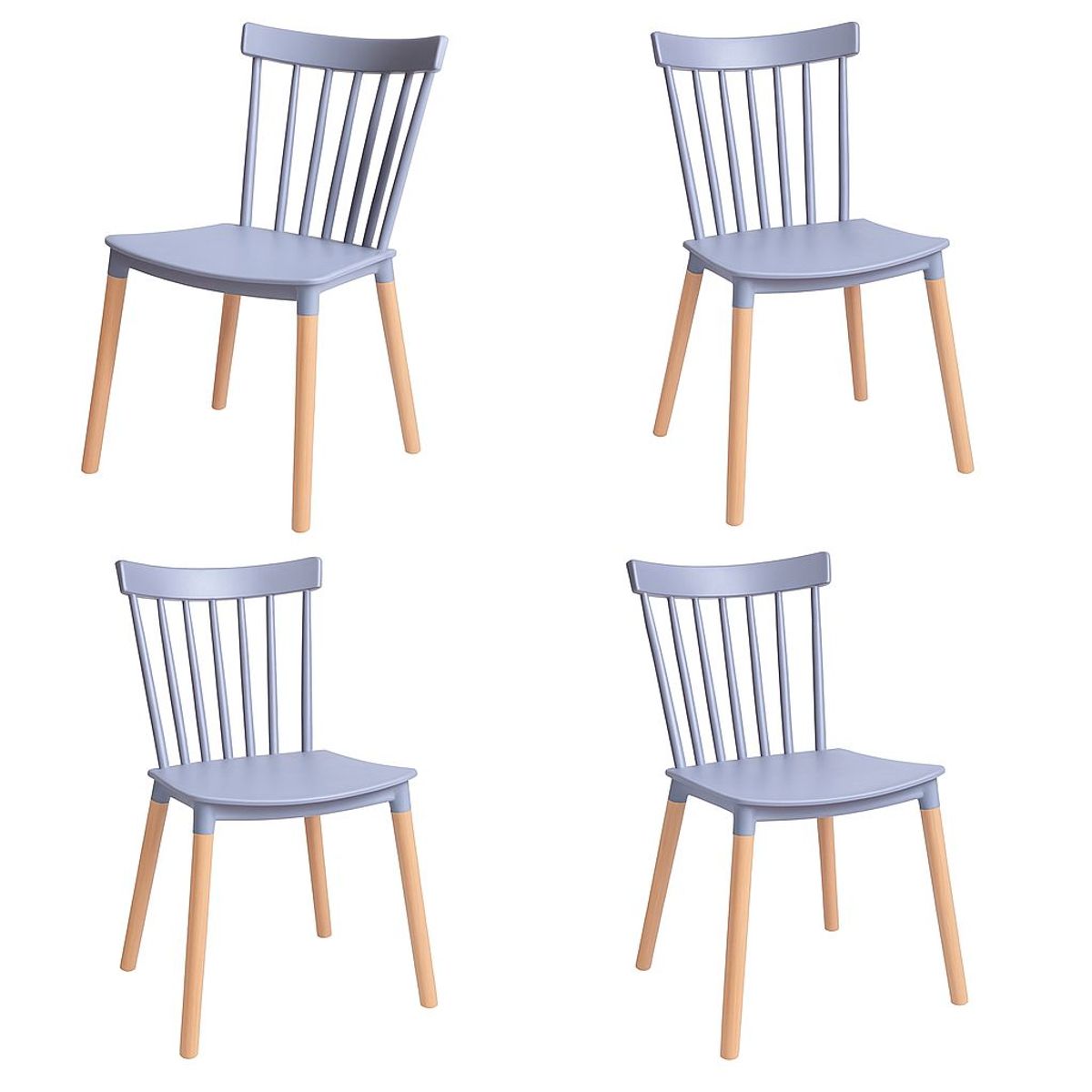 WHITE MARKET - Pack x 4 Sillas Comedor Windsor Gris White Market