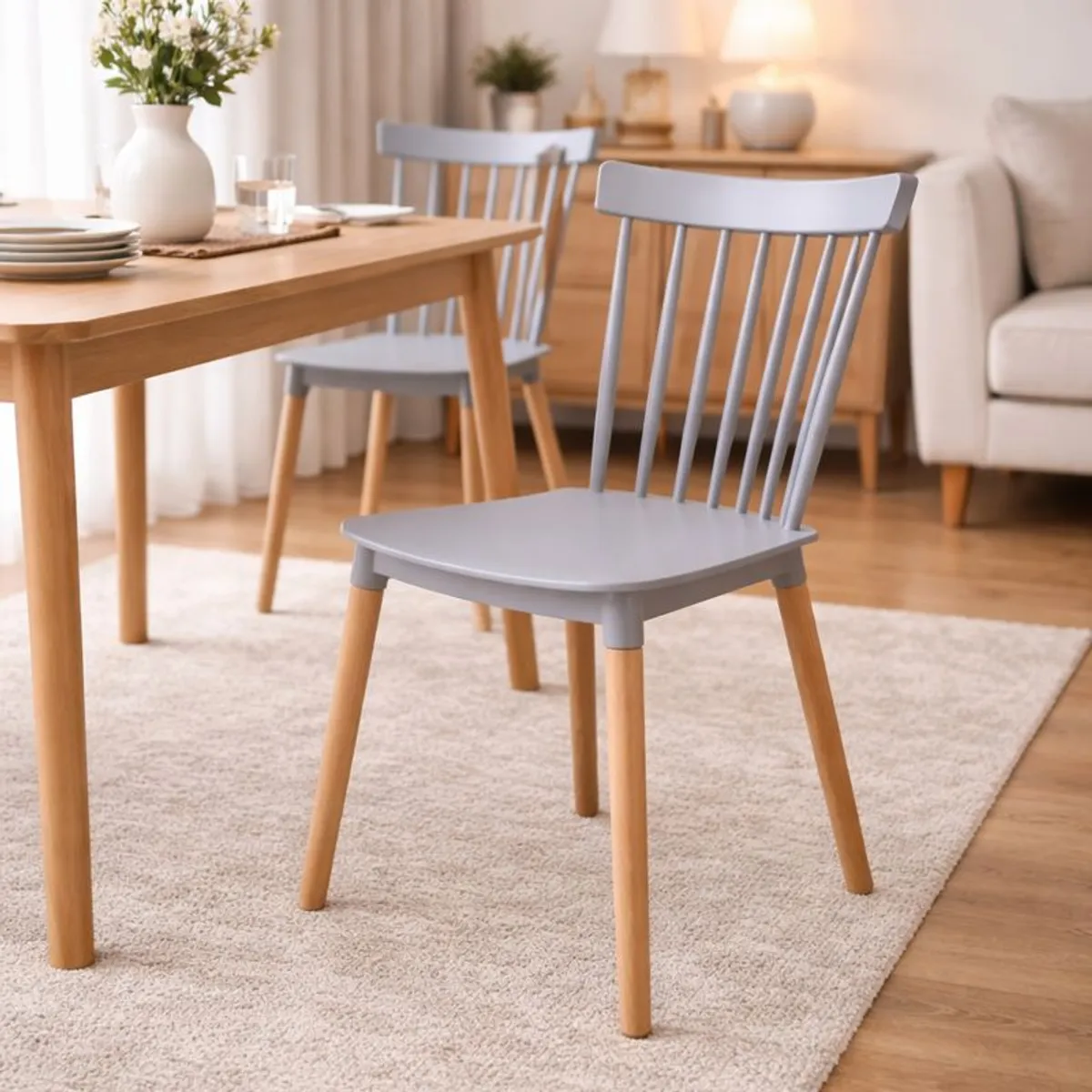 WHITE MARKET - Pack x 4 Sillas Comedor Windsor Gris White Market