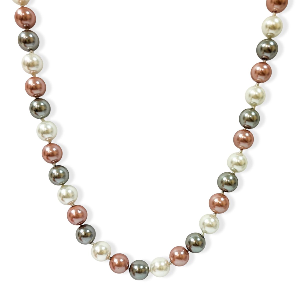 COGGIOLA - Collar Perla Shellpearl Gris Blanco Rosado 8mm Plata Fina 925