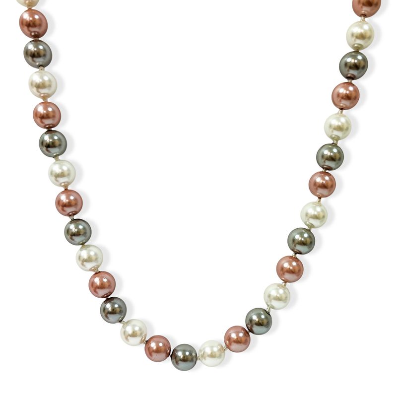 ANDREA COGGIOLA JOYAS - Collar Perla Shellpearl Gris Blanco Rosado 8mm Plata Fina 925