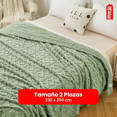 Imagen 2 del producto MANTA DISEÑO TRENZADO CON CHIPORRO S BORDE 2 PLAZAS - Gris oscuro - 2