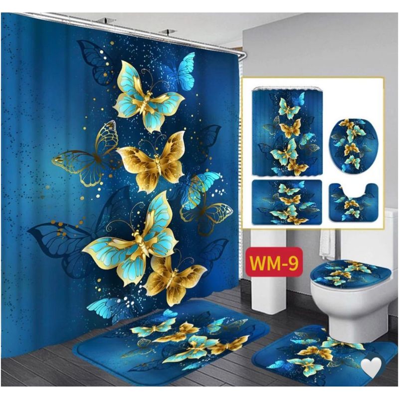 GENERICO - Set de Baño 4 Piezas Alfombrillas Cortina De Baño