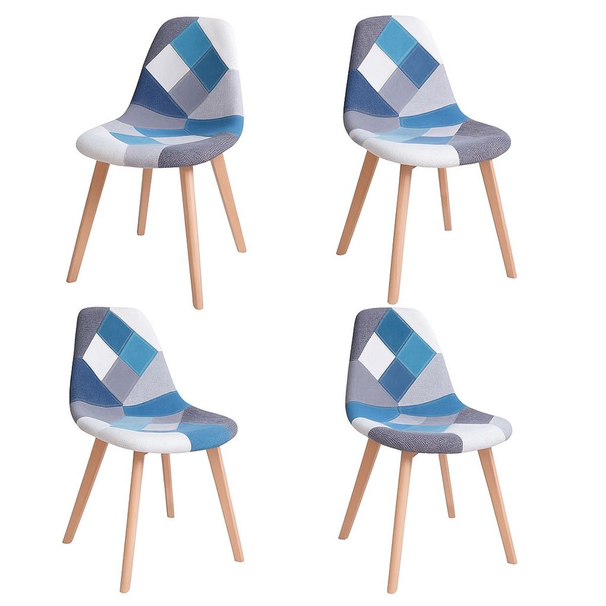 WHITE MARKET - Pack 4 unidades Silla Comedor Eames PatchworK Azul