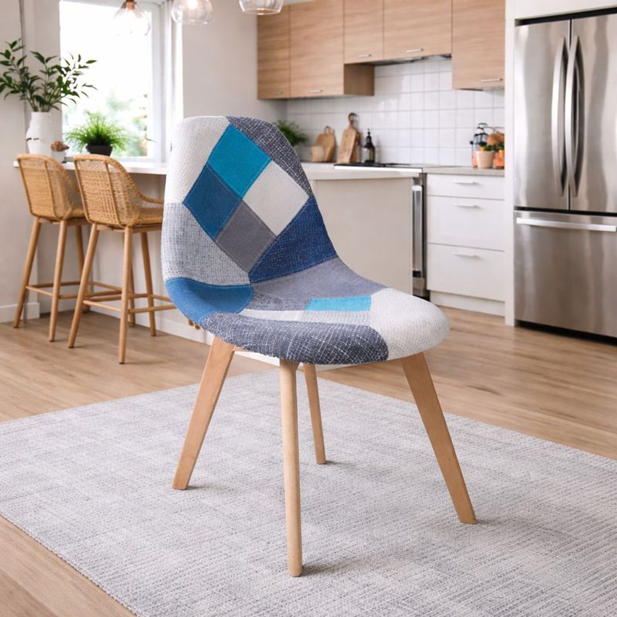 WHITE MARKET - Pack 4 unidades Silla Comedor Eames PatchworK Azul