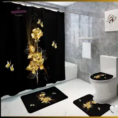 GENERICO - Set de Baño 4 Piezas Alfombrillas Cortina De Baño