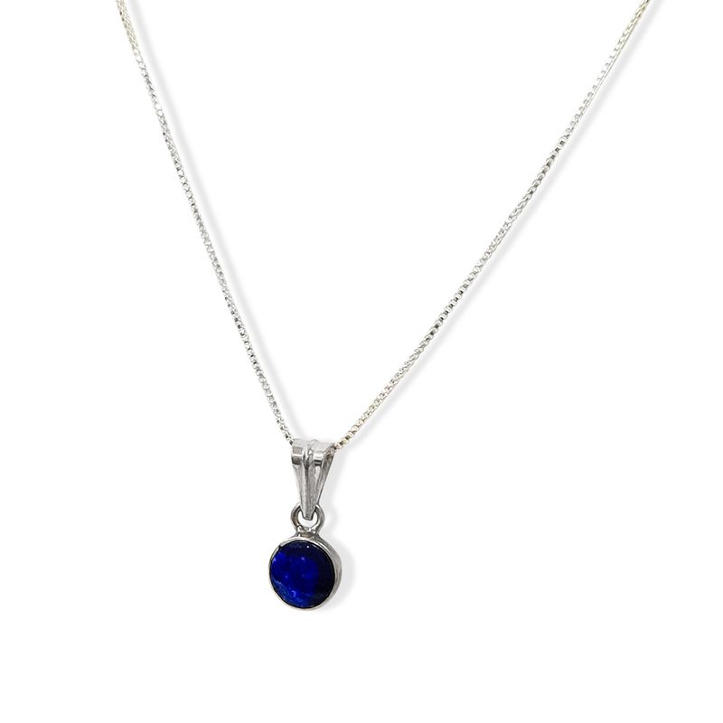 ANDREA COGGIOLA JOYAS - Collar Lapislázuli Círculo 6mm Plata Fina 925