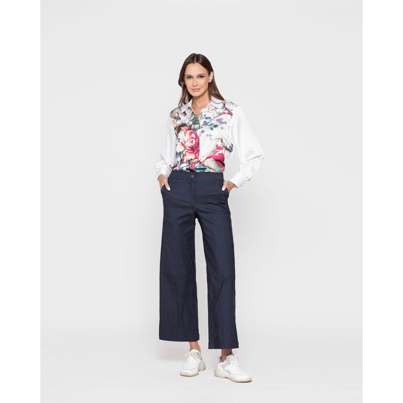 LUDOVICA - Pantalon Mujer Lirio Azul Marino Ludovica