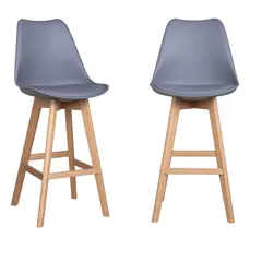 WHITE MARKET - Pack x 2 Taburetes acolchado con respaldo Eames Tulip Gris
