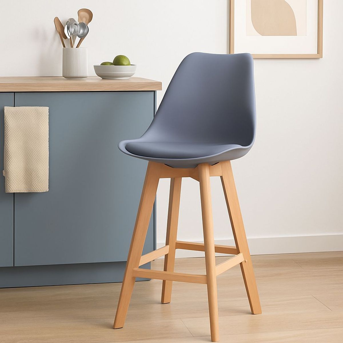 WHITE MARKET - Pack x 2 Taburetes acolchado con respaldo Eames Tulip Gris