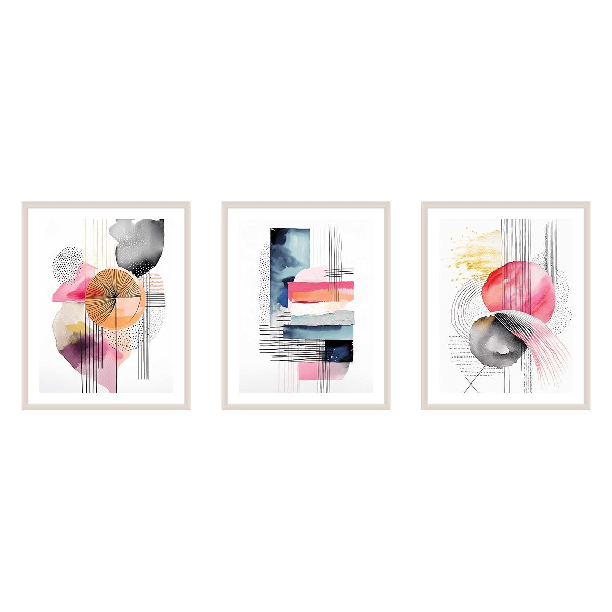 GENERICO - Tríptico Armonía Abstracta 40x50 cm