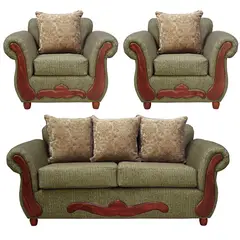 DKORA - Living Kenny sofa 3 cuerpos + 2 sillon 1 cuerpo Verde